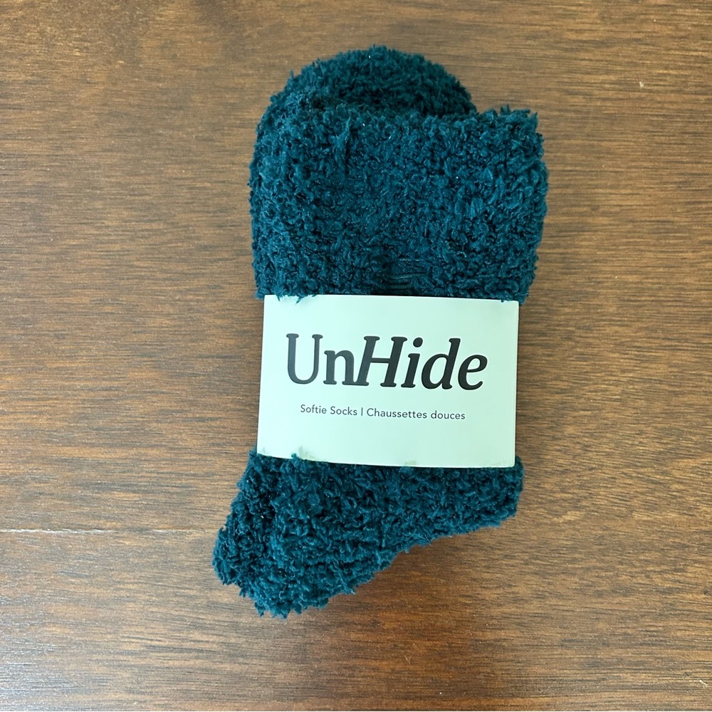 UnHide Softie Socks Dark Green Cozy Plush Lounge Socks One Size